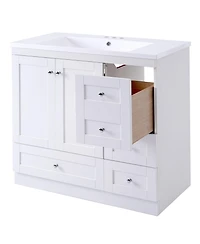 Streamdale 36 inch Shaker Style Free-Standing Bathroom Vanity Cabinet with Sink, 4 Soft-close Drawers and 2 Soft-close doors