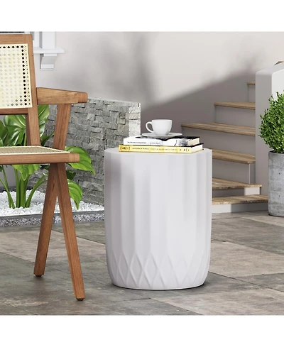 Streamdale Lightweight Concrete Modern End Table with Scalloped Edge for Outdoor and Indoor Decor
