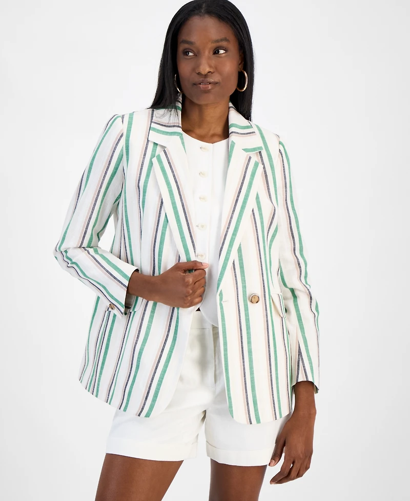 Bar Iii Women's Striped One-Button Blazer, Exclusively at Macy's