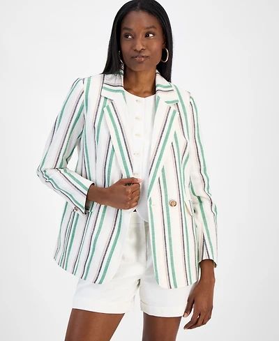Bar Iii Women's Striped One-Button Blazer, Exclusively at Macy's