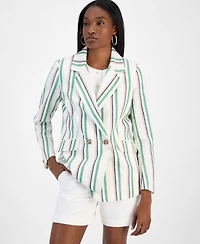 Bar Iii Women's Striped One-Button Blazer, Exclusively at Macy's