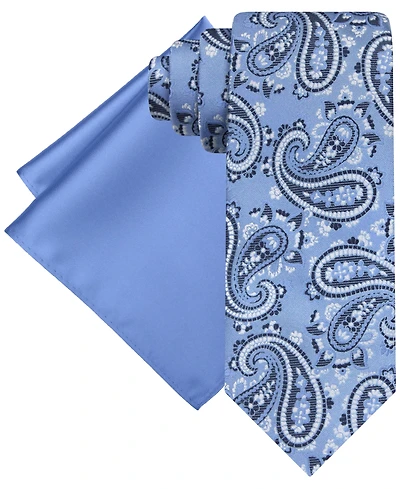 Steve Harvey Men's Paisley Tie & Solid Pocket Square Set