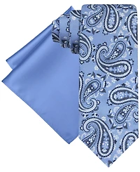 Steve Harvey Men's Paisley Tie & Solid Pocket Square Set