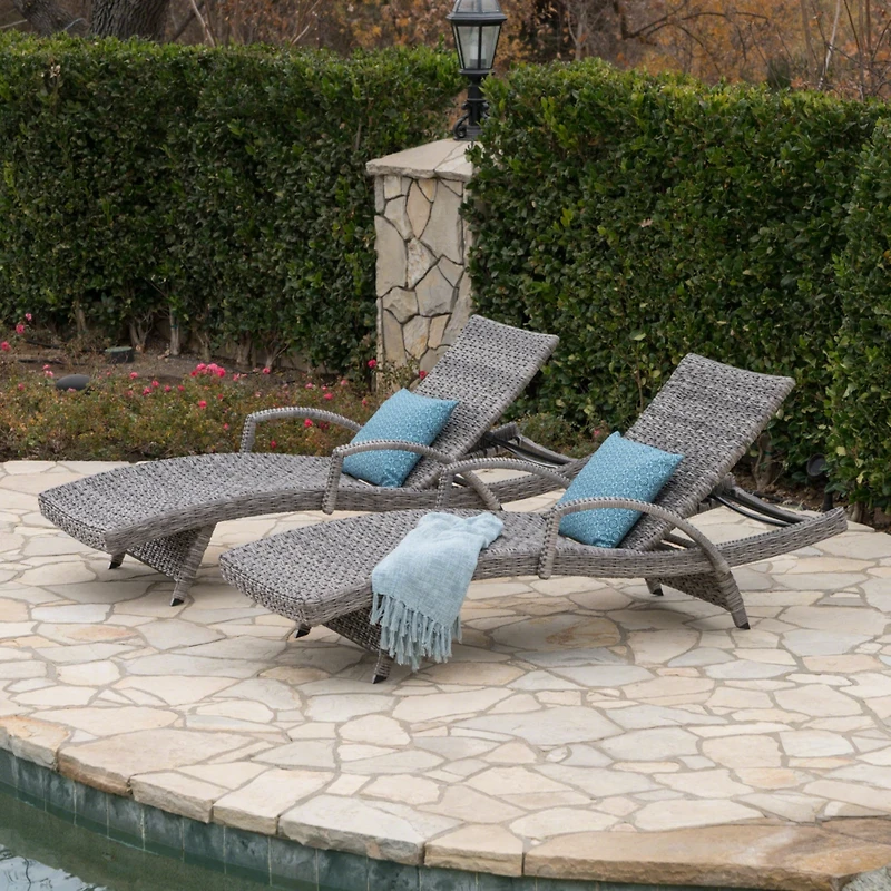Streamdale Stylish and Comfortable Wicker Armed Chaise Lounge (Optional 2-Pack)