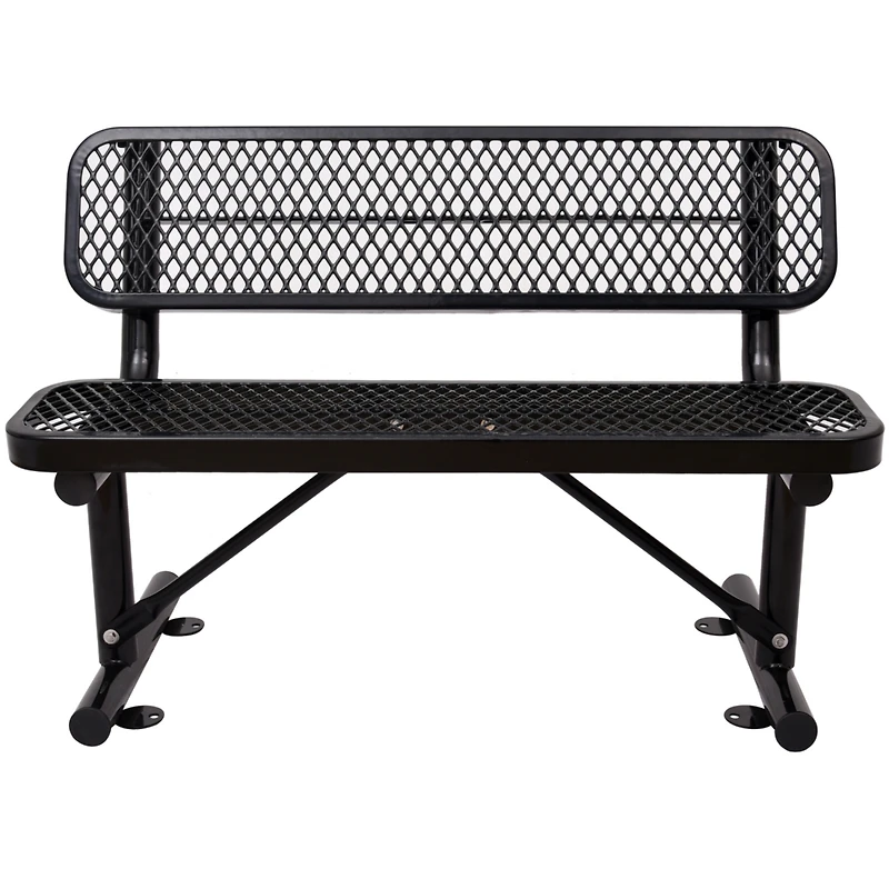 Streamdale 4 ft. Outdoor Steel Bench with Backrest Black