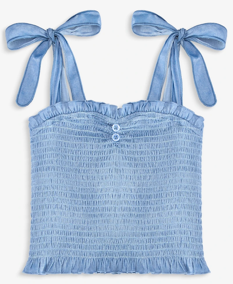 With Jules Big Girl Tie Shoulder Smocked Top
