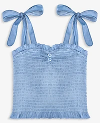 With Jules Big Girl Tie Shoulder Smocked Top