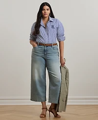 Lauren Ralph Plus High-Rise Wide-Leg Cropped Jeans