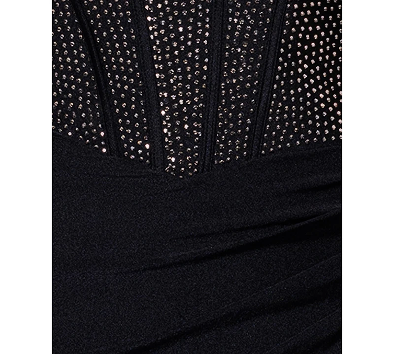 Betsy & Adam Women's Studded Square-Neck Sleeveless Gown