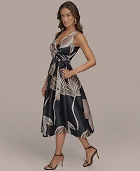 Donna Karan New York Women's Floral Print Sleeveless A-Line Dress