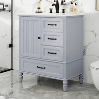 Streamdale 30" Grey Bathroom Vanity Cabinet with Sink and Storage