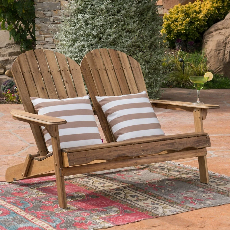 Streamdale Acacia Wood Outdoor Adirondack Loveseat Timeless Style and Comfort