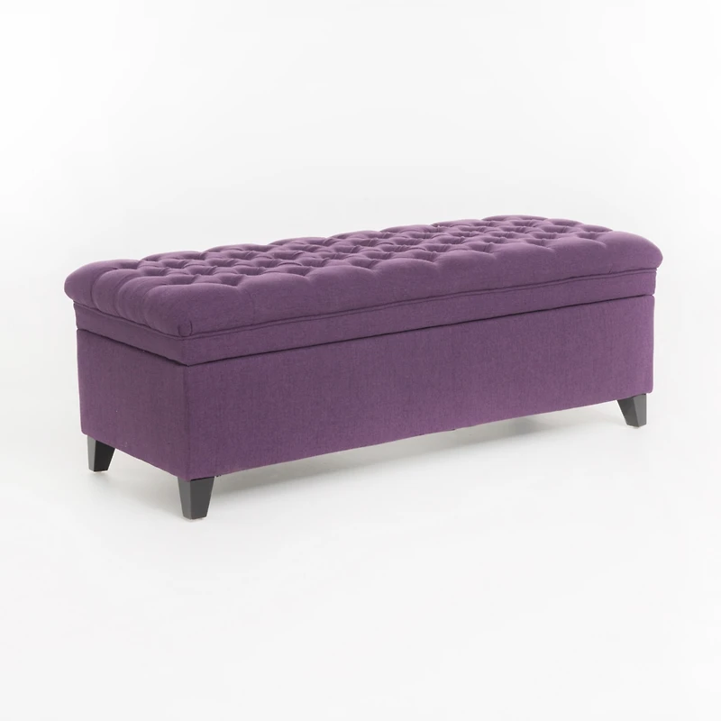Streamdale Juliana Fabric Storage Ottoman with Birch Legs in Purple (50x20.5x18.3in)