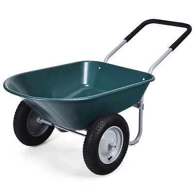 2-Tire Wheelbarrow Garden Cart Heavy-Duty Utility Dolly for Landscaping & Yard Work