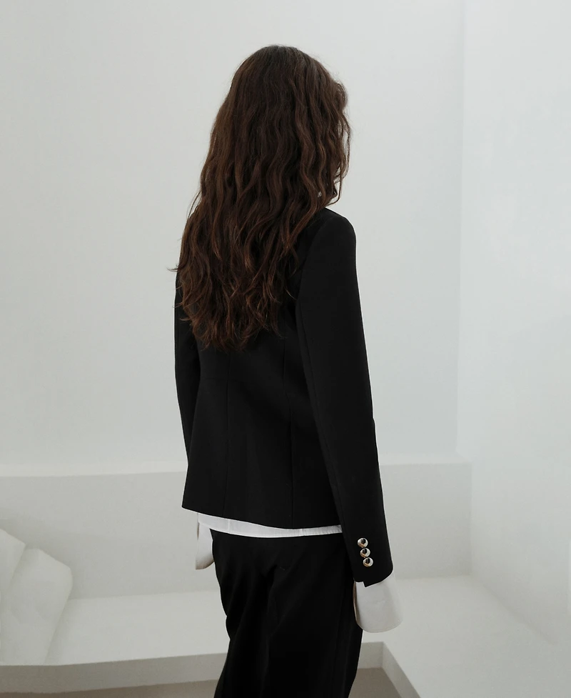 Mango Women's Mandarin Collar And Jewel Buttons Jacket