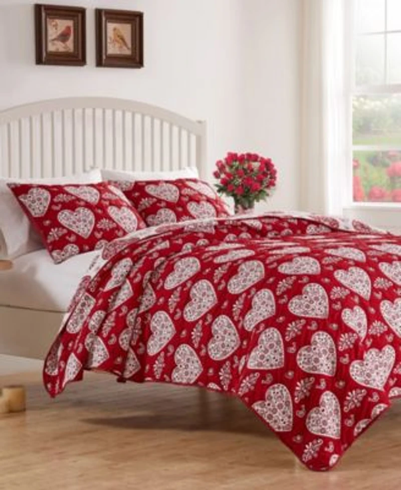 Greenland Home Fashions Lovebirds Woven Jacquard Reversible Coverlet Set