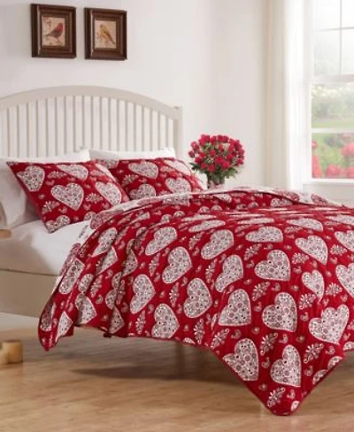 Greenland Home Fashions Lovebirds Woven Jacquard Reversible Coverlet Set