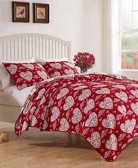 Greenland Home Fashions Lovebirds Woven Jacquard Reversible Coverlet Set