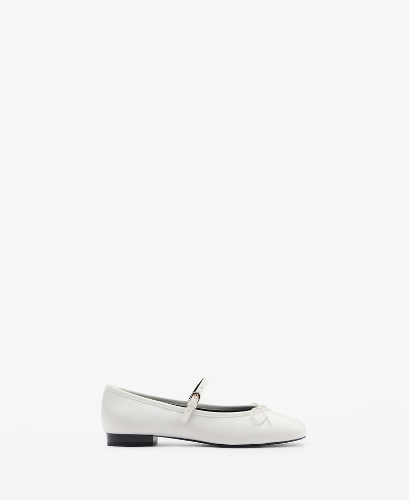 Mango Women's Strip And Bow Detail Ballerina Shoes