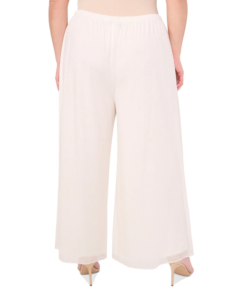 Msk Women's Plus Chiffon Wide-Leg Pull-On Pants