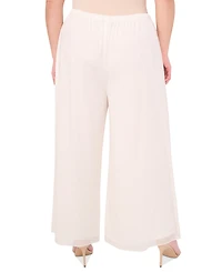 Msk Women's Plus Chiffon Wide-Leg Pull-On Pants