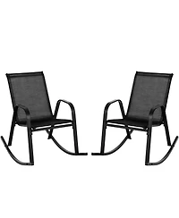 Set of 2 Metal Patio Rocking Chair with Breathable Seat Fabric