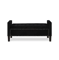 Upholstered Velvet Storage Bench with Nailhead Trim for Entryway, Bedroom & Living Room-The Pop Home
