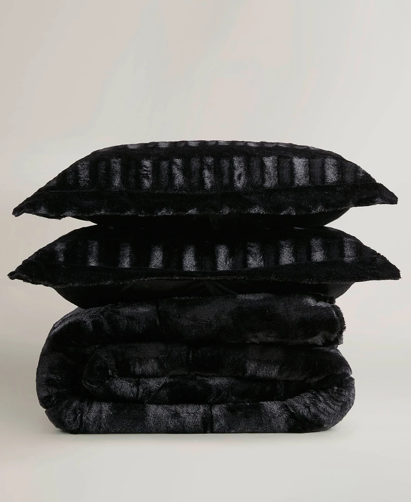 Madison Park Gia Faux-Fur 3-Pc. Comforter Set