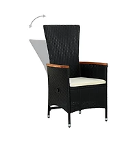 Patio Chairs 2 pcs with Cushions Poly Rattan Black