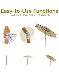 8.5 ft Outdoor Patio Umbrella with Tilt, Crank and Vent - Faux Woodgrain Finish Solar