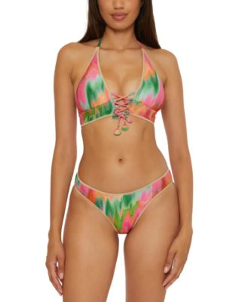 Becca Womens Mirage Metallic Bikini Top Hipster Bottoms