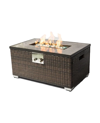 Outdoor Fire Table Propane Fire Pit Rattan gas fire table, gas fire table with tile tabletop