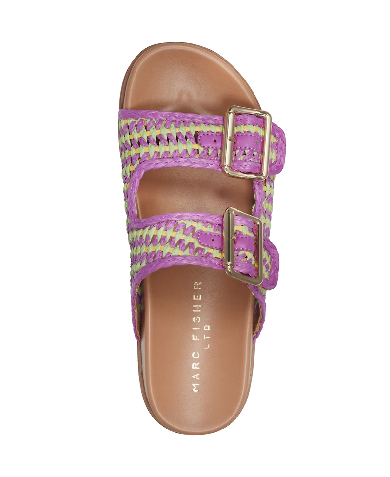 Marc Fisher Ltd Women's Mylan Woven Buckle Straps Flat Sandals