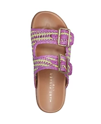 Marc Fisher Ltd Women's Mylan Woven Buckle Straps Flat Sandals