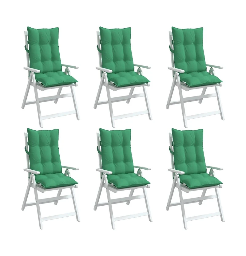 Highback Chair Cushions 6 pcs Green Oxford Fabric