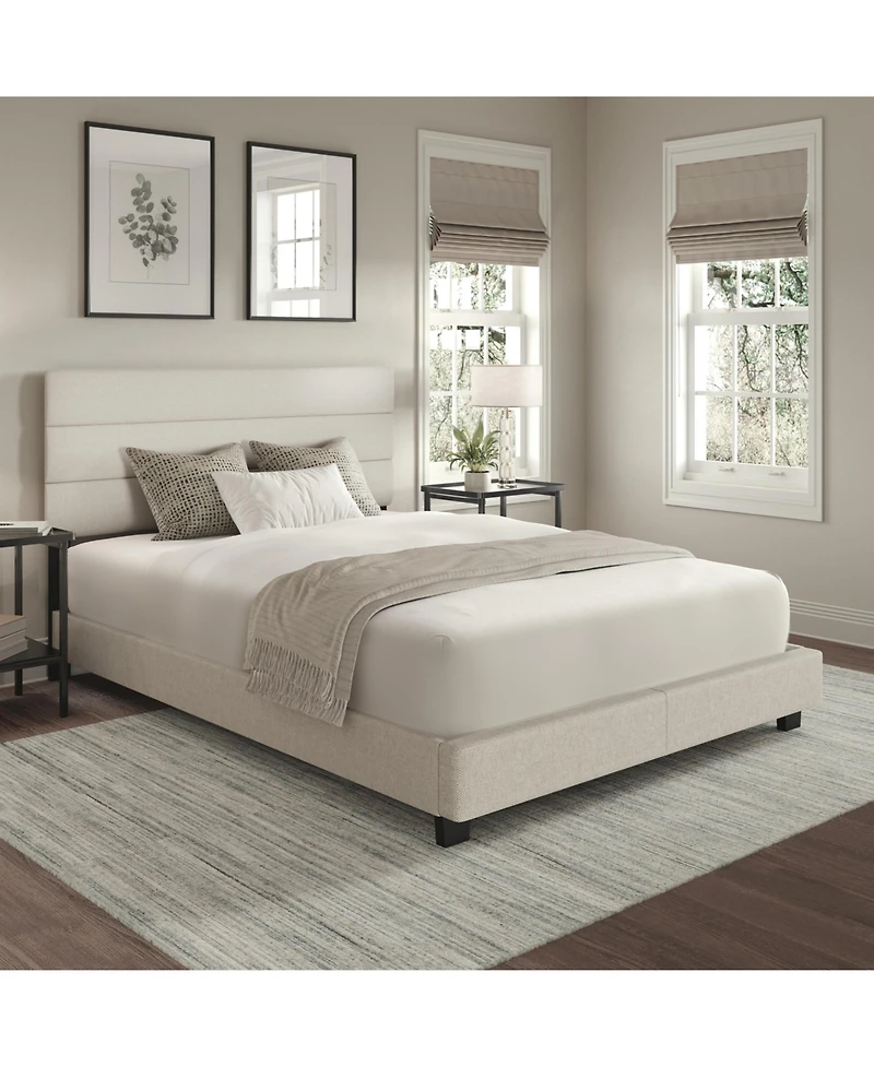 Sicily Linen Upholstered Platform Bed Frame with Adjustable Headboard - Boyd Sleep