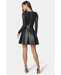 Bebe Women's Faux Leather Flare Dress