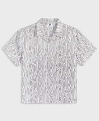 Mode of One Men's Woodgrain Relaxed-Fit Printed Button-Down Shiny Twill Camp Shirt, Exclusively at Macy's