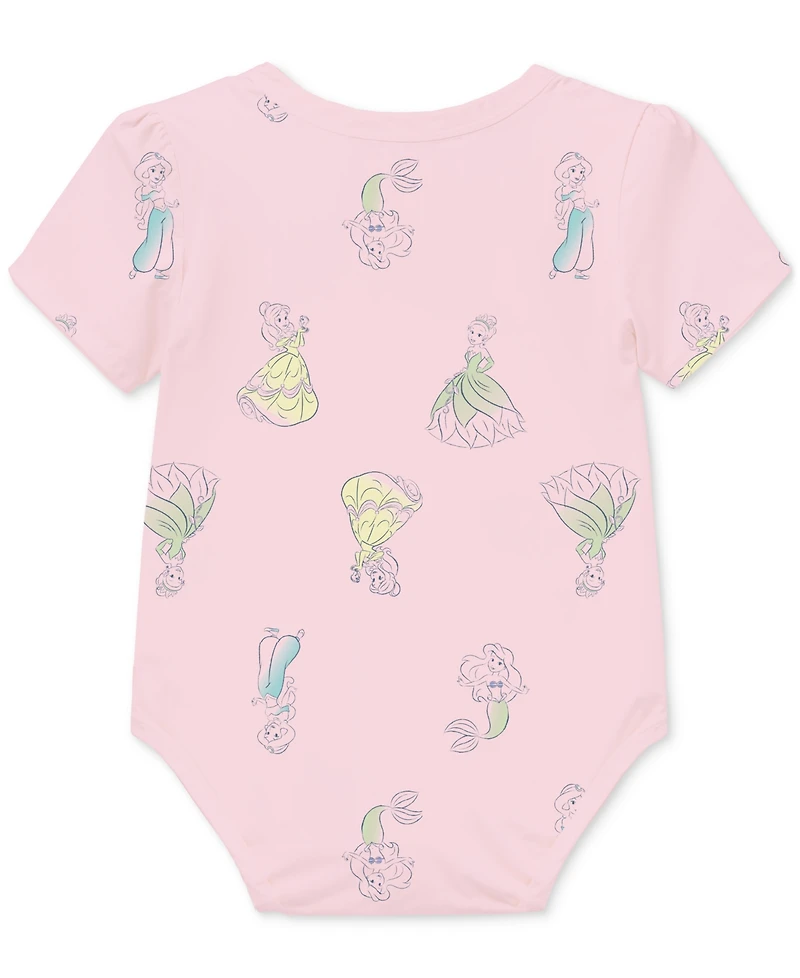 Disney Baby Girls Princesses Bodysuit, Pants & Bib, 3 Piece Set