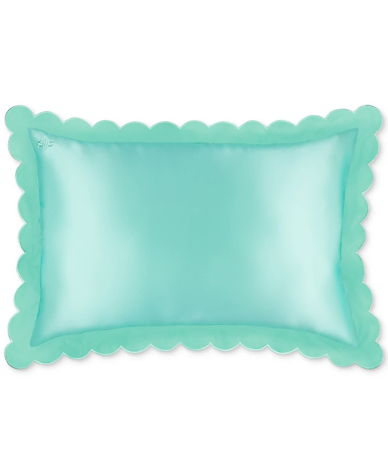 Slip Pure Silk Queen Pillowcase With Scalloped Edge - Turquoise