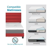 Boyd Sleep Piedmont Leatherette Upholstered Platform Bed Frame with Adjustable Headboard