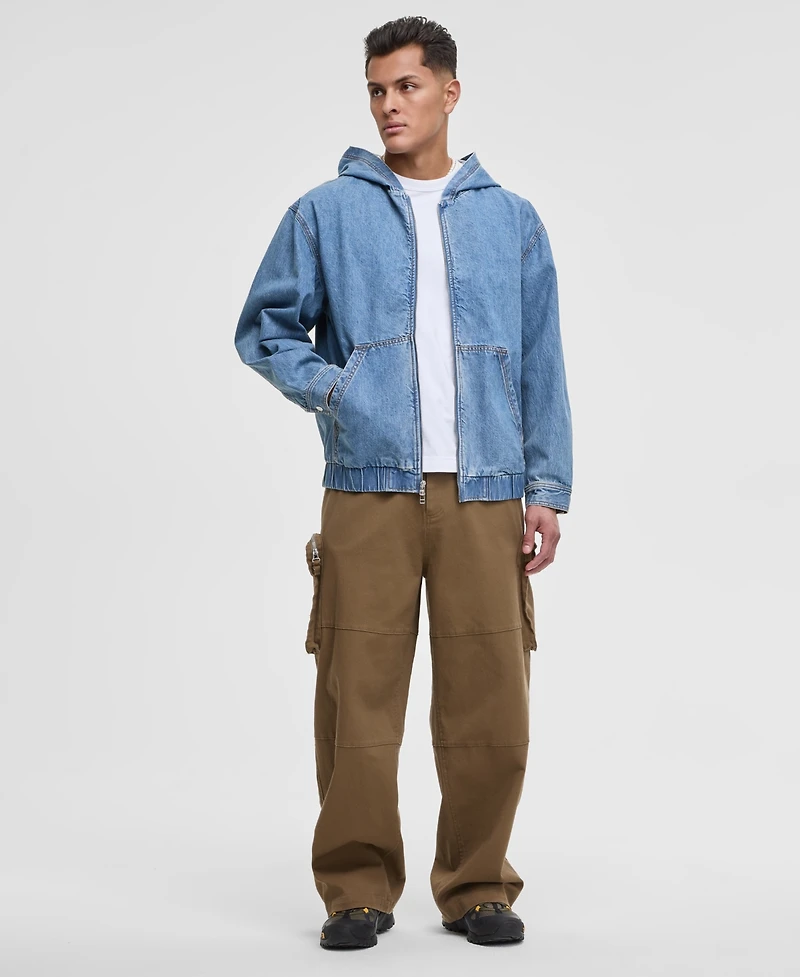 Mode of One Men's Relaxed-Fit Full-Zip Denim Hoodie, Exclusively at Macy's