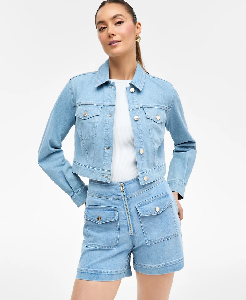 I.n.c. International Concepts Women's Cropped Trucker Jacket, Exclusively at Macy's