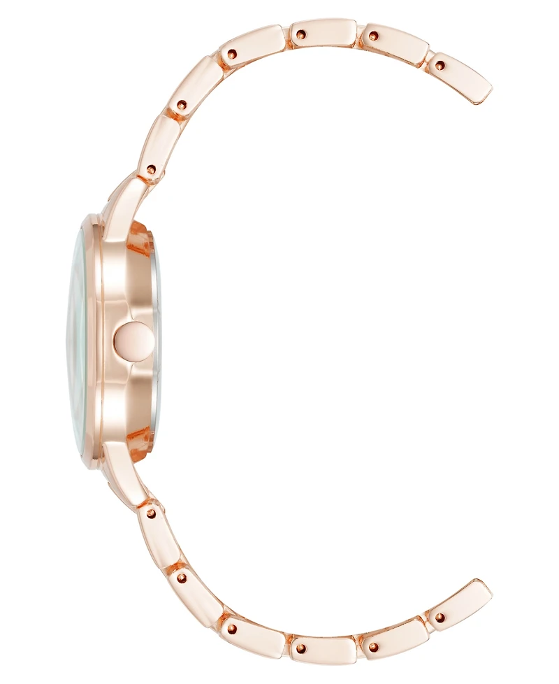 Nine West Women's Quartz Silver and Rose Gold-Tone Metal Alloy Bracelet Watch, 33mm