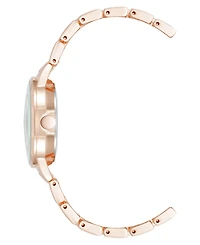 Nine West Women's Quartz Silver and Rose Gold-Tone Metal Alloy Bracelet Watch, 33mm
