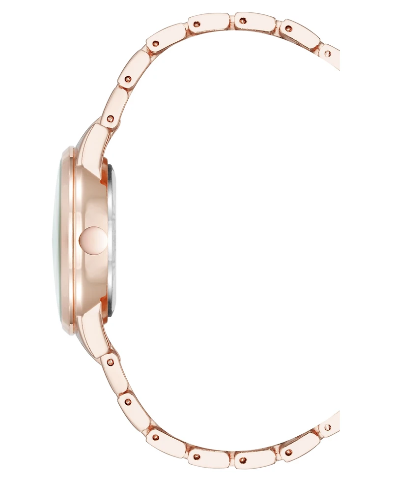 Nine West Women's Quartz Pink and Rose Gold-Tone Metal Alloy Watch, 34mm