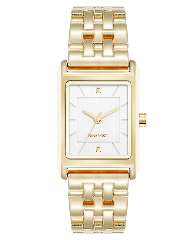 Nine West Women's Quartz Rectangular and Gold-Tone Metal Alloy Watch