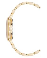 Nine West Women's Quartz Round Pink Enamel and Gold-Tone Metal Alloy Watch, 32mm