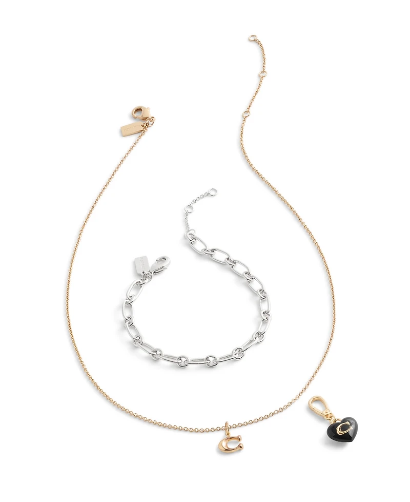 Coach Black Collectible Signature C Heart Charms
