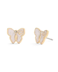 Coach White Enamel Signature Butterfly Stud Earrings